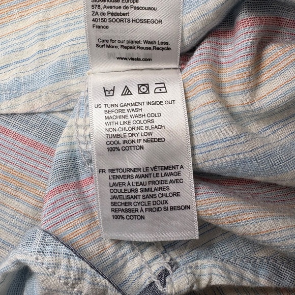Vissla Mens‎ Short Sleeve Casual Button Down Pastel Striped Shirt Size Medium - Picture 9 of 10
